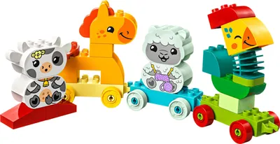 Produktbild von LEGO DUPLO Tierzug, Zug-Spielzeug mit Rädern, kreative Tierfiguren zum Bauen und Umbauen, Lernspielzeug für Kleinkinder, Geburtstagsgeschenk für Tiere liebenden Mädchen und Jungen ab 1 1/2 Jahren 10412