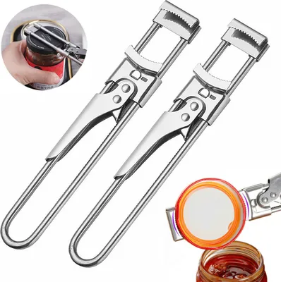 Produktbild von 2 X Dosenöffner Edelstahl manueller multifunktionaler Dosenöffner Glasdeckelöffner Büchsenöffner Bierflaschenöffner verstellbarer Küchen-Flaschenöffner