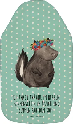 Produktbild von Mr. & Mrs. Panda Wärmflasche Stinktier Mädchen - Türkis Pastell - Geschenk, Stinker, Bettflasche, Raubtier, Wärmflaschen, Wärmekissen, Namaste, Kuschelwärmflasche, Yoga