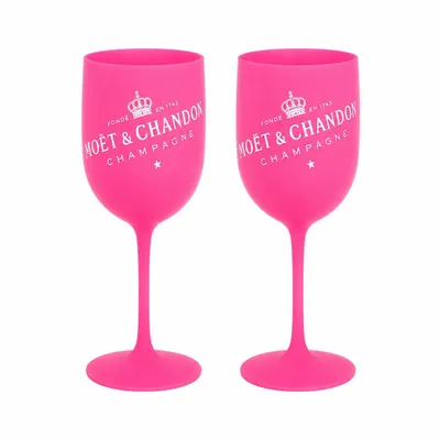 Produktbild von Pinke Champagnerbecher 2er Set aus Kunststoff – Bruchsichere Sektbecher – Leicht, stilvoll & wiederverwendbar – passend für Moët & Chandon