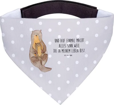 Produktbild von Mr. & Mrs. Panda Dreieckstuch Otter Kind - Grau Pastell - Geschenk, Bandana, Sohn, Mutter, Hunde Schal, Baby, Hals Tuch, Familie, Geburt, Mama, Halstuch Für, Hund