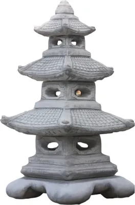 Produktbild von Schöne Tempel Laterne aus Steinguss perfekt für den Garten die Terrasse oder den Koi Teich ist Frostfest Witterungsbeständig und Neu 95cm H, PO-514