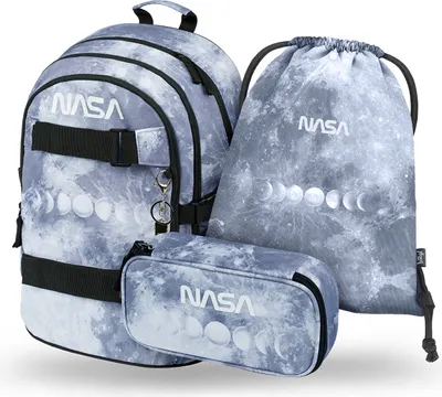 Produktbild von BAAGL Skate NASA Grey Rucksack-Set 3tlg: Rucksack, Federmäppchen, Turnbeutel