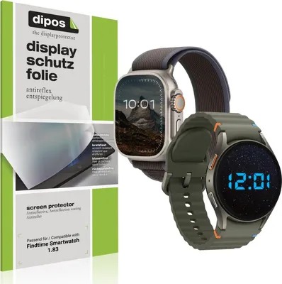 Produktbild von 6x Schutzfolie für Findtime Smartwatch 1.83 matt Displayschutzfolie Folie Display Schutz dipos