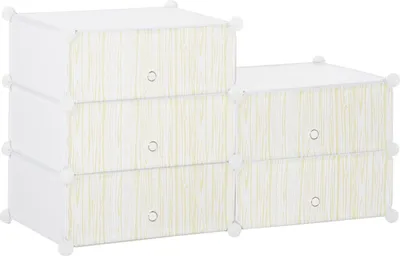 Image de Étagère à chaussures Étagère en plastique pour 6 paires de chaussures Boîte à chaussures pour couloir DIY Étagère enfichable Rangement des chaussures Blanc 49 x 36,5 x 108 cm Aosom