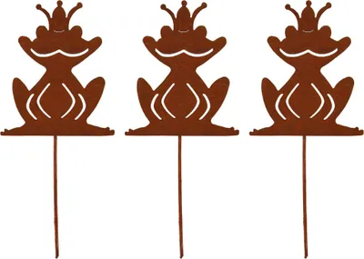 Produktbild von UNUS® Gartenstecker Frösche 3er Set Rost Gartendeko Roststecker Edelrost Metall