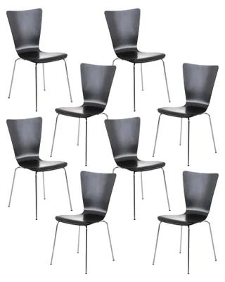 Produktbild von CLP 8er Set Besucherstuhl Aaron mit Holzsitz und Metallgestell schwarz