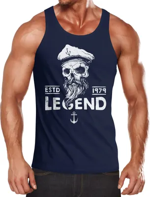 Produktbild von Herren Tank-Top Skull Captain Legend Totenkopf Bart Kapitän Neverless®  M