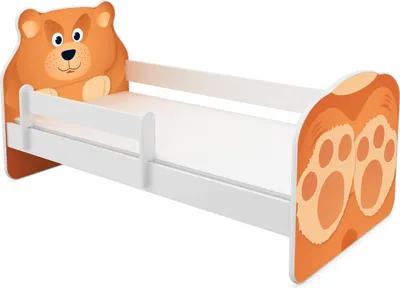 Zdjęcie produktu dla ACMA Animals VII łóżko dziecięce łóżko młodzieżowe łóżko młodzieżowe kompletny zestaw z materacem zabezpieczenie przed wypadnięciem stelaż listwowy (05 miś, 160x80 cm)