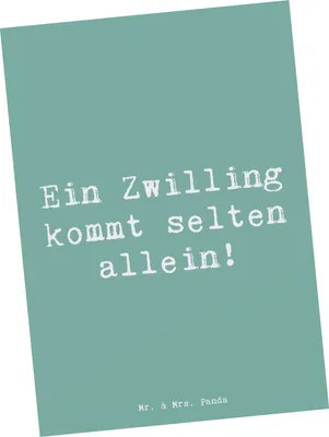 Produktbild von Mr. & Mrs. Panda Postkarte Spruch Zwillingsgeschwister Liebe - Meeresbrise - Geschenk, Geburtstage, Ansichtskarte, Grußkarte, einzelkarte, Postkarten, Geschwister
