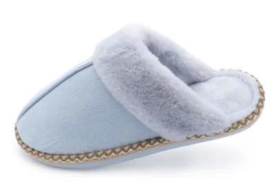 Produktbild von Pantoffeln mit Warmfutter Hausschuhe rutschfeste Slipper Outdoor/Indoor hellblau, Gr.40