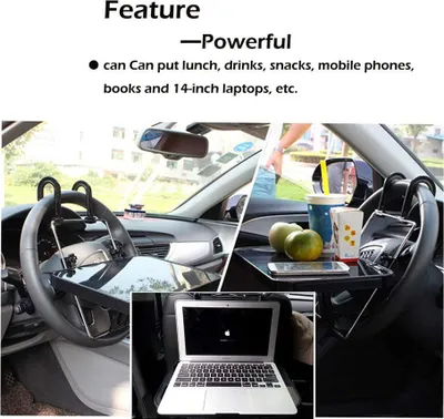 Produktbild von Multifunktions-Auto-Computer-Schreibtisch, faltbar, für Mittagessen, Sitz, Laptop-Halter, Ständer, Essen, Trinken, Tisch, Tasse