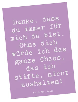 Produktbild von Mr. & Mrs. Panda Postkarte Spruch Dankbarkeit für Freundschaft - Lavendeltraum - Geschenk, Ansichtskarten, Zuneigung, Grußkarte, Zitat, Treue, Fotokarte, Wertschätzung