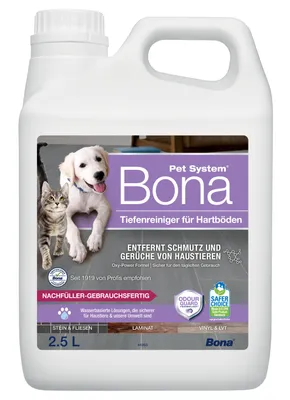 Produktbild von Bona Pet System™ Tiefenreiniger für Hartböden Nachfüllkanister 2,5 L, entfernt hartnäckige Verunreinigungen von Haustieren und neutralisiert Gerüche