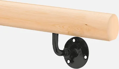 Produktbild von Wandhandlauf-Set rund aus Holz + Befestigungsstützen