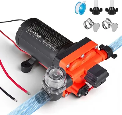 Produktbild von Druckwasserpumpe - 12 V DC 4-Kammer Membranpumpe - 22,7 L/min - 4,8 bar - Selbstansaugend - Automatik-Druckschalter - Für Wohnmobil/Wohnwagen/Boot/Yacht