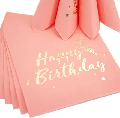 Produktbild von Oblique Unique 20 Happy Birthday Servietten Tischdeko für Geburtstag Party Kindergeburtstag rosa gold
