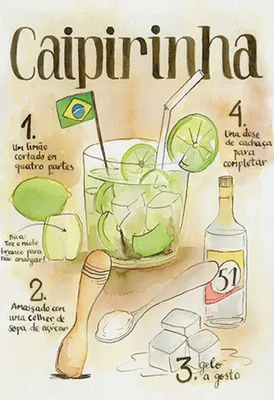 Produktbild von vianmo Holzschild 30x20 cm Caipirinha limao dose de cachaca