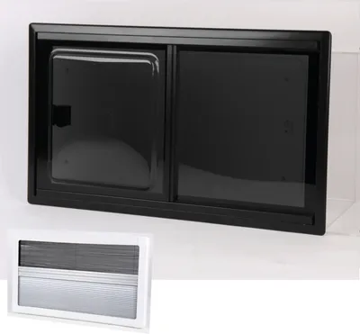 Produktbild von Universal Carbest Schiebefenster RW 50x45cm Wohnwagen Wohnmobil Seitenfenster inkl. Verdunklungrollo und Insektenschutz Camping