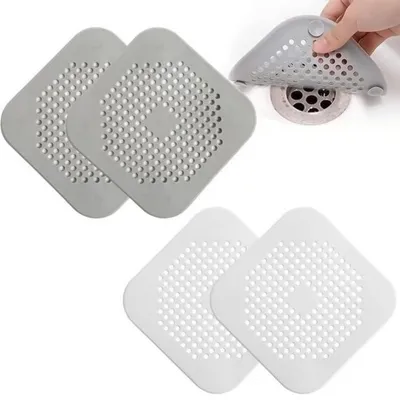 Produktbild von 4 Silikon Abflusssiebe Haarsieb für Dusche Badewanne Spüle Weiß/Grau
