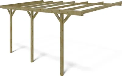 Produktbild von Carport Garagendach 3x5.24 m - 15 m2 - an der Hauswand montiert