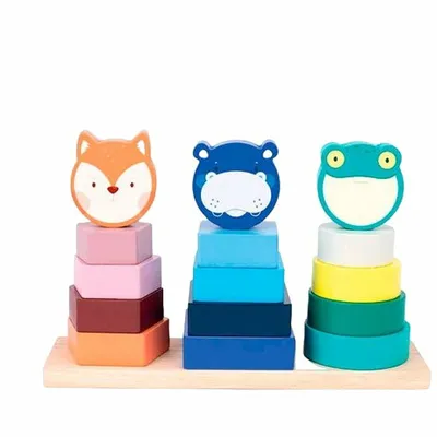 Image de Milan Tour d'animaux Jouet en bois empilable Transparent Transparent One Size