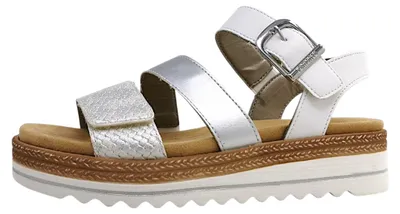 Produktbild von Remonte Damen Sandale Flechtmuster Klettverschluss D0Q55, Größe:41 EU, Farbe:Silber