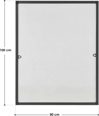 Produktbild von Juskys Fliegengitter mit Alu-Rahmen 80 x 100 cm für Fenster zum Einhängen Grau