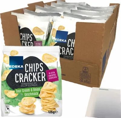 Produktbild von EDEKA Chips Cracker Sour Cream&Onion 12er Pack (12x125g Packung) + usy Block
