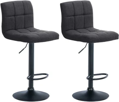 Produktbild von CLP 2er Set Barhocker Calma Stoff drehbar und höhenverstellbar dunkelgrau Material Gestell Metall matt schwarz