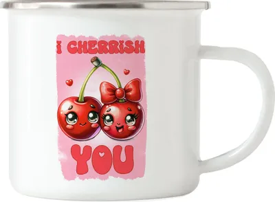 Produktbild von I Cherrish You Lustige Emaille Tasse Geschenk für Kirschen Liebhaber Valentinstag