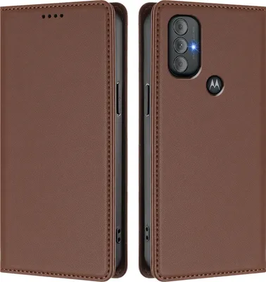 Obrázek produktu pro Kožené pouzdro pro Motorola Moto G Power 2022, magnetické flipové pouzdro zPolyuretankůže se stojánkem Hnědá