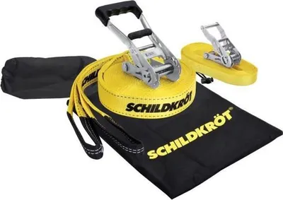 Immagine prodotto di Slackline, lunghezza 15 m, larghezza 5 cm, cricchetto in metallo, nastro di apprendimento incluso, max. 150 kg