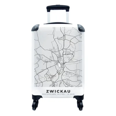 Produktbild von MuchoWow® Koffer Handgepäck Trolley Rollkoffer Kleine Reisekoffer mit 4 Rollen - Deutschland - Karte - Zwickau - Stadtplan - Cabin Size < 55x40x23 cm & 55x40x20 cm - Fotokoffer - Kabinenkoffer - Boardgepäck - Reise-Box - Reisekoffer - Reisegepäck - Koffer mit Bild - Trolley für Kinder