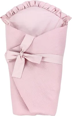 Produktbild von TupTam Unisex Baby Einschlagdecke mit Schleife, Farbe: Musselin / Puderrosa, Größe: 70 x 70 cm