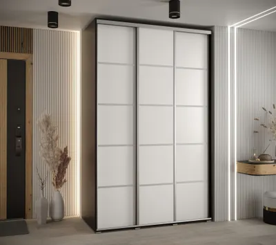 Produktbild von Kleiderschrank YVONA 4 – 160/60 cm, schwarz/weiß/silber