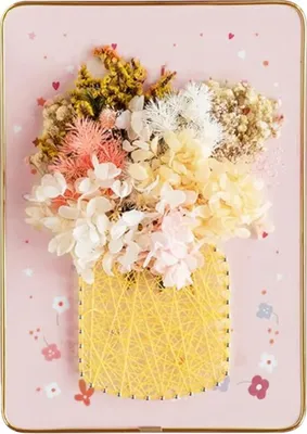Produktbild von RealG RC-K-1148 Kreativset für String Art – LED-Bild im Rahmen (21 x 30 cm), Blumen in einer Vase
