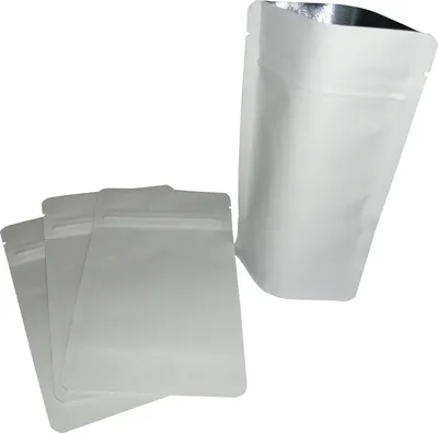 Produktbild von 50 Aromabeutel Standbodenbeutel mit Druckverschluss 130x225 weiß