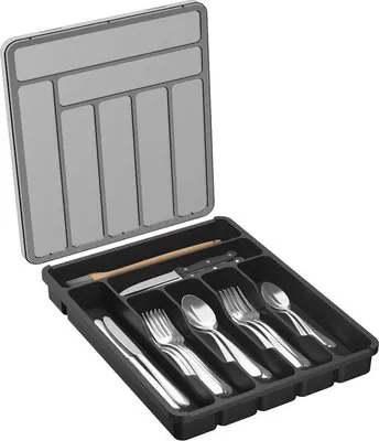 Produktbild von Bestecklade-Organizer mit Deckel - Schwarz