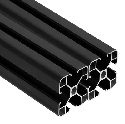Aluminiumprofil 4040, 500 mm, 2 Stück, schwarz, 1,3 mm