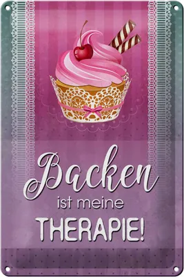 Produktbild von Blechschild Backen ist meine Therapie, 30 x 20 cm, Blechschilder Spruch Küche