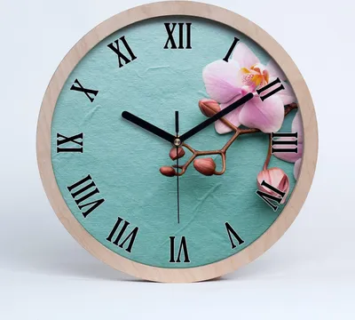 Produktbild von Holzuhr 25fi cm wanduhr - schwarze Spitzen - Orchidee
