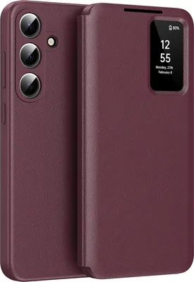 Immagine prodotto di Custodia a libro in pelle per Samsung Galaxy S26, con finestra Smart View e scomparto per carte Rosso