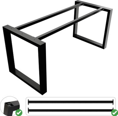 METALOPRO ETA Tischbeine Metall, Schwerlast Stahl Schreibtisch Beine, Tischkufen Schwarz und Schrauben, Bodenschoner, Trapez Tischgestell, Wohnzimmertisch – 180x70x72 cm