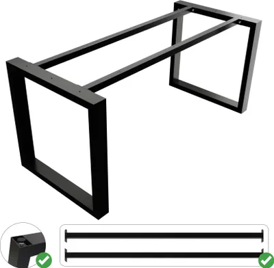 Produktbild von METALOPRO ETA Tischbeine Stahl Trapez Schwarz 72 cm, Modern, Schwerlast bis 300 kg, mit Bodenschonern, für Schreibtische & Wohnzimmertische, vorgebohrte Löcher, inkl. Montagezubehör