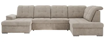 A U-shaped sectional sofa is shown from the front against a white background.