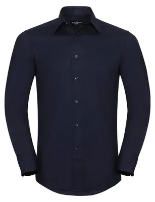 Produktbild von Russell Collection Oxford Herren Hemd, Langarm, pflegeleicht FK736 (Kragenweite 39) (Helles Marineblau)