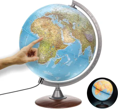 Produktbild von Interkart Globus Leuchtglobus 30 cm, politisch/physisch, mit dunklem Holzfuß