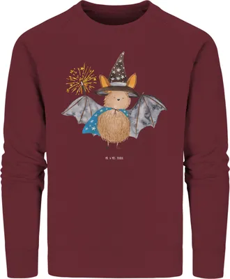 Produktbild von Mr. & Mrs. Panda Baumwoll Pullover Fledermaus Zauberer Größe XXL - Burgundy - Geschenk, Fledermäuse, Sweatshirt, Magier, Frauen, Reinsteigern, Lustige Sprüche, Sweater