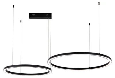 Zdjęcie produktu dla Immax NEO FINO NEW Smart – lampa wisząca z 2 kręgami, 60+80 cm, 93 W, czarna, Zigbee 3.0